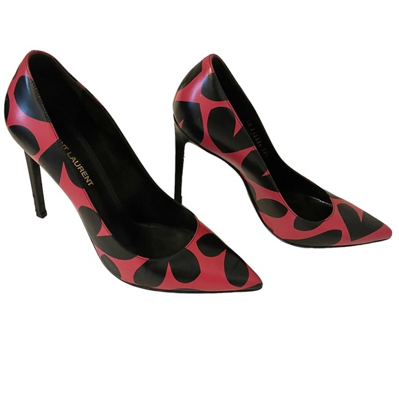 Saint Laurent Heart Print Pointed Toe Pump - Picture 7 of 12